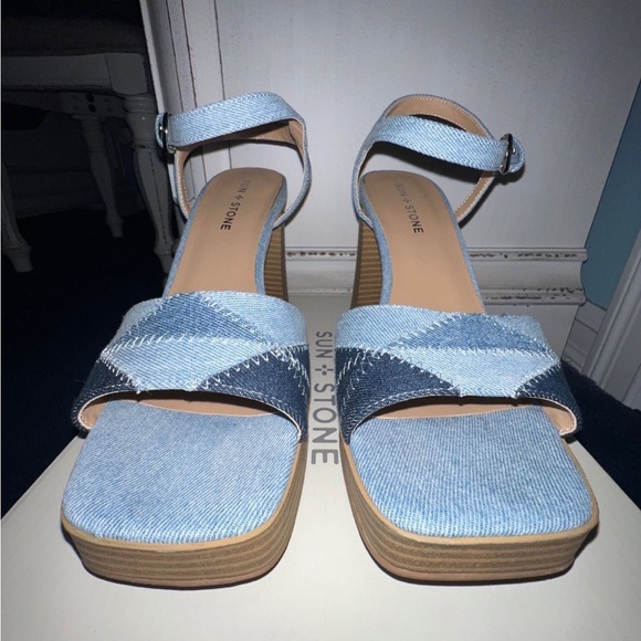 Sun & Stone color block denim sandals 8.5 - Picture 7 of 12